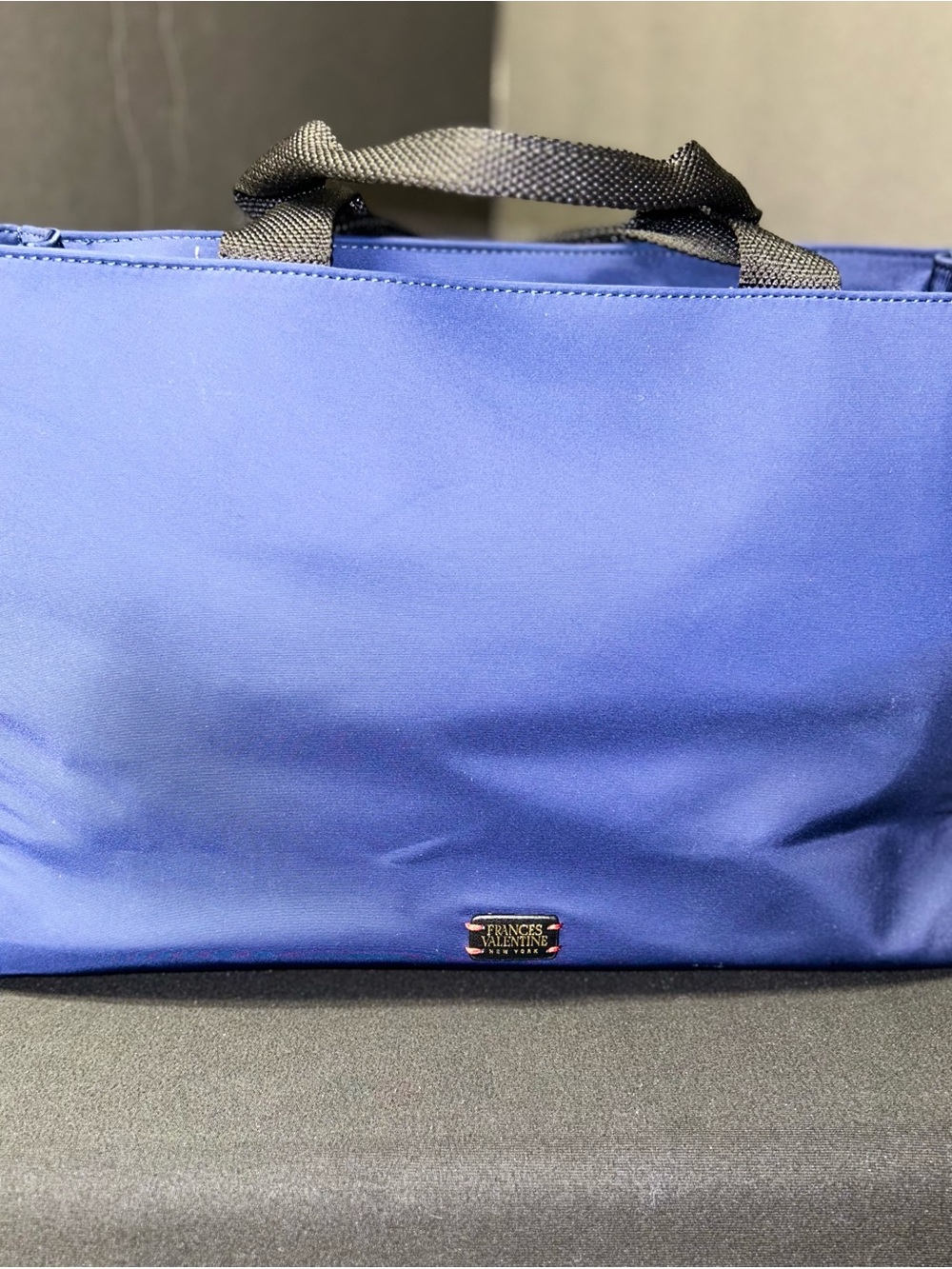Frances Valentine Royal Blue Tote with Black Handles